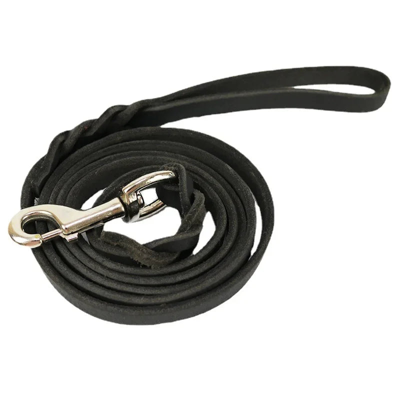 Genuine Leather Dog Collar, Braided Long Dog Leashes for Pet Walking Training.