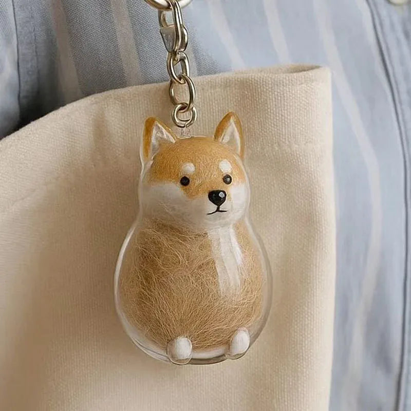 clear keychain with collectible pendant.