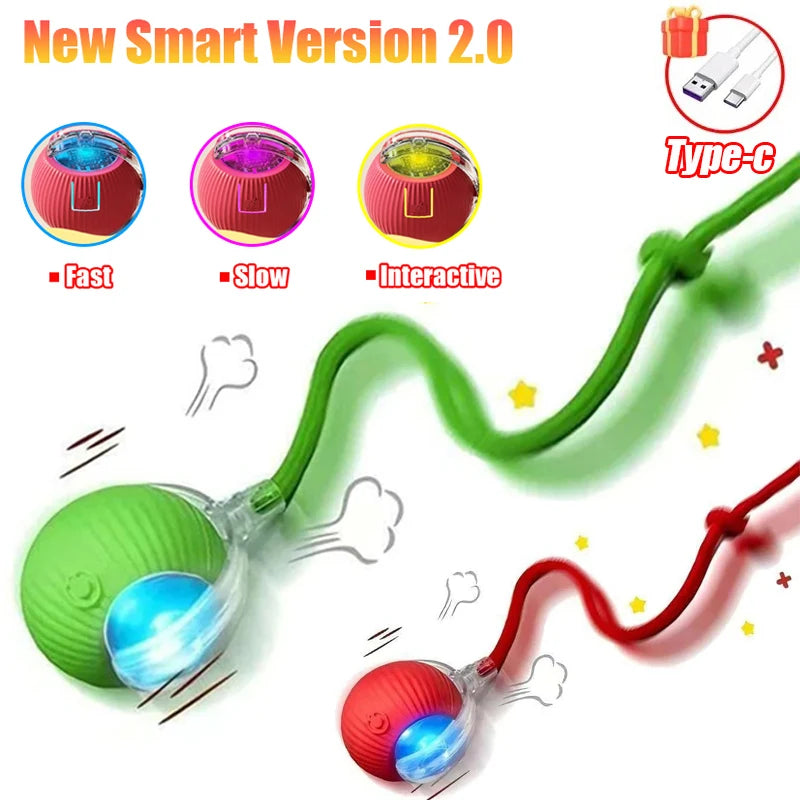 Cat Interactive Ball Toy Auto Rolling Ball Imitation Tail Rechargeable Smart Pet Electric