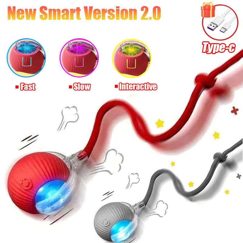 Cat Interactive Ball Toy Auto Rolling Ball Imitation Tail Rechargeable Smart Pet Electric