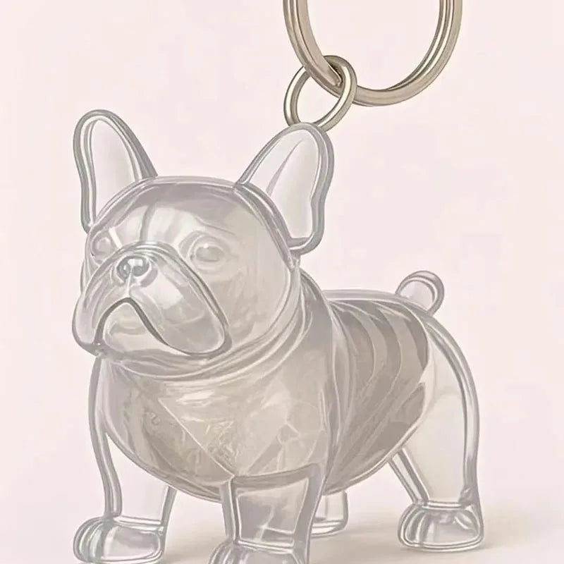 clear keychain with collectible pendant.