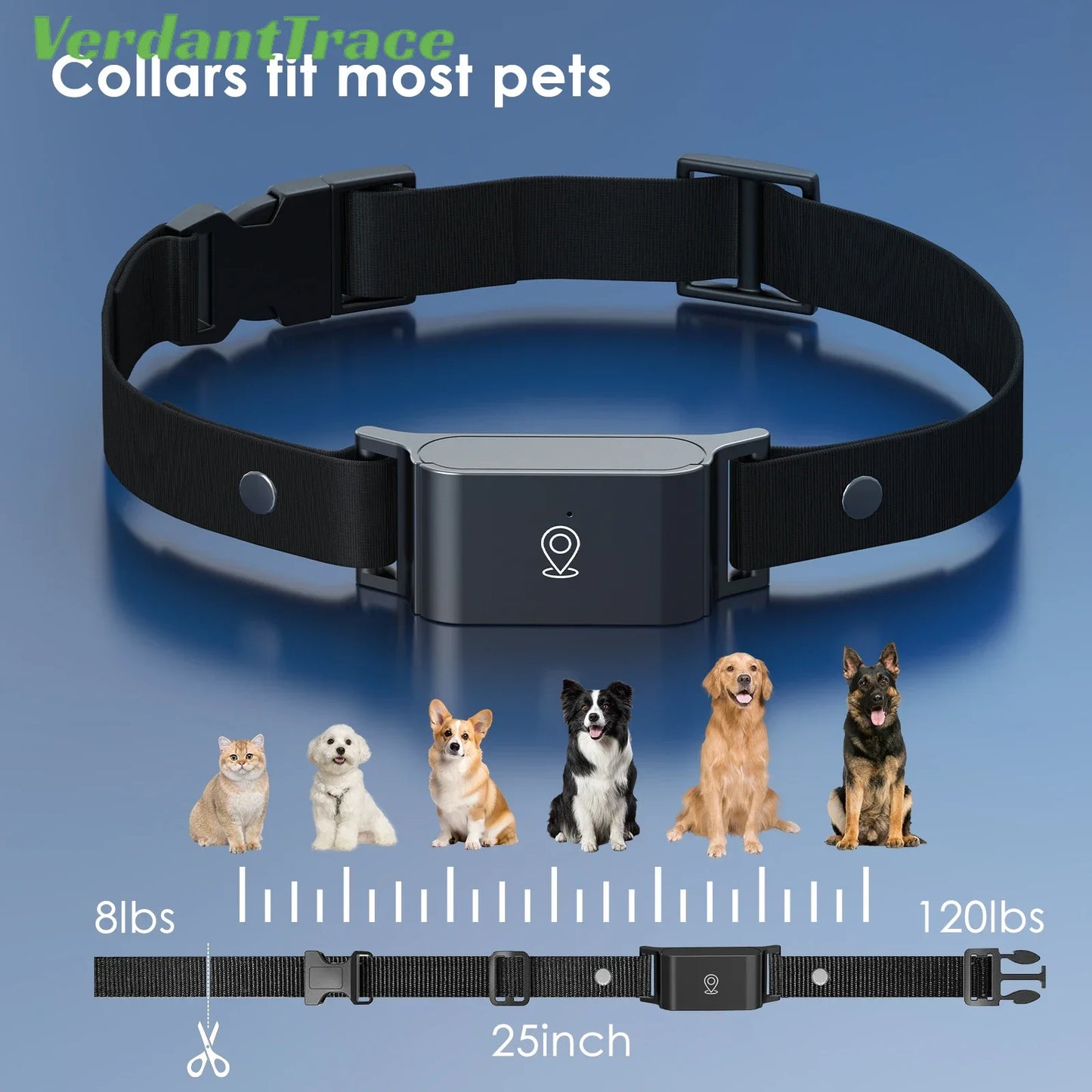 GPS Pet Tracker Collar Real-Time Tracking Anti-Lost