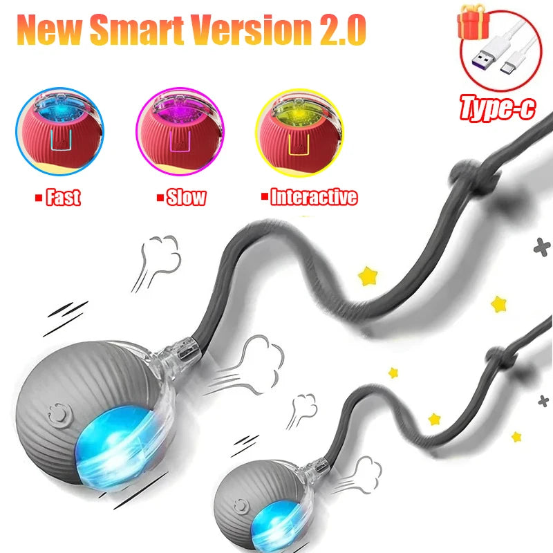 Cat Interactive Ball Toy Auto Rolling Ball Imitation Tail Rechargeable Smart Pet Electric