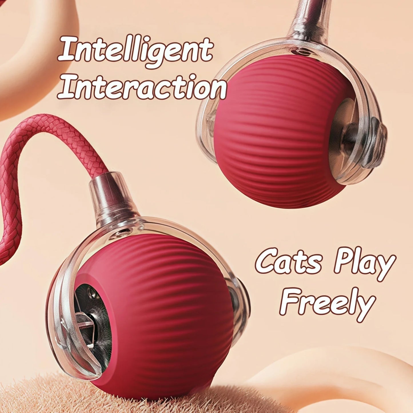 Cat Interactive Ball Toy Auto Rolling Ball Imitation Tail Rechargeable Smart Pet Electric