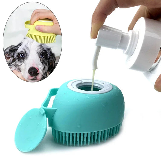Bath massage gloves with soft silicone brush for pets