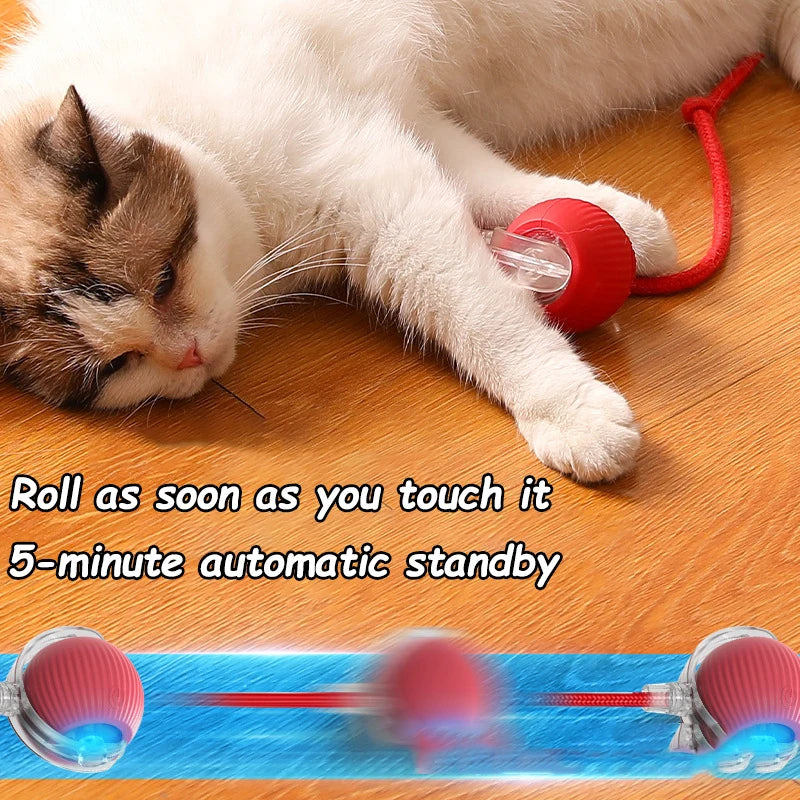 Cat Interactive Ball Toy Auto Rolling Ball Imitation Tail Rechargeable Smart Pet Electric