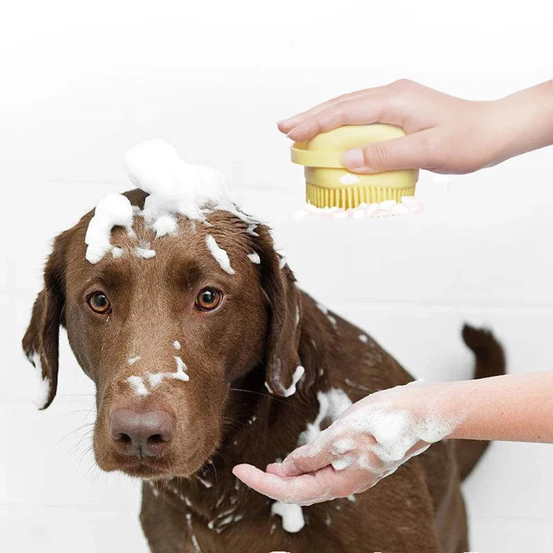 Bath massage gloves with soft silicone brush for pets