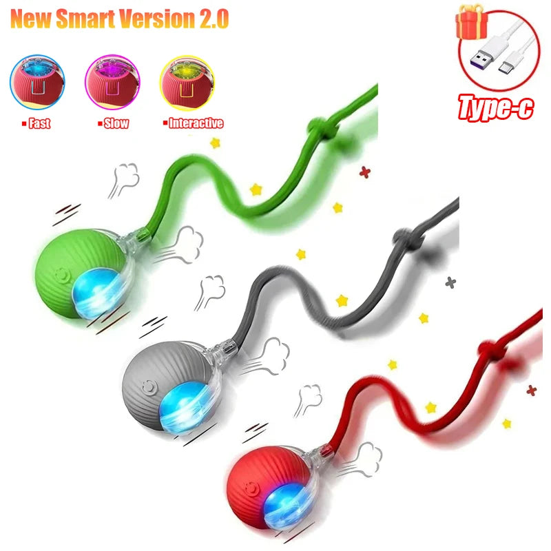 Cat Interactive Ball Toy Auto Rolling Ball Imitation Tail Rechargeable Smart Pet Electric