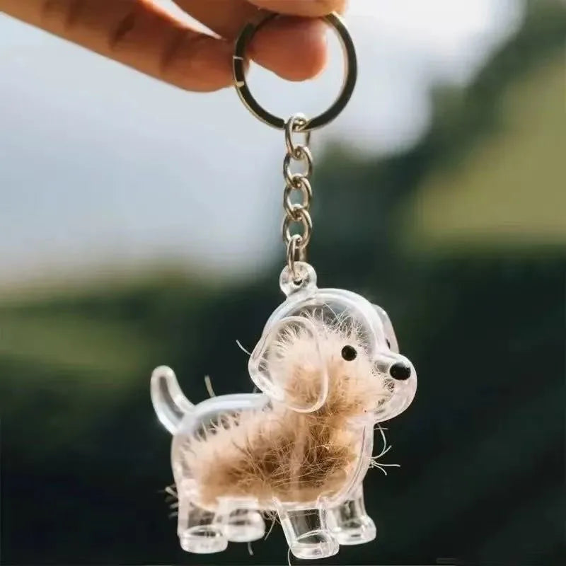 clear keychain with collectible pendant.