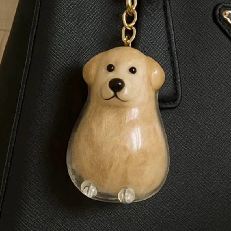 clear keychain with collectible pendant.